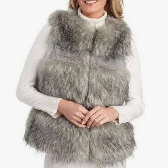 La Seine grey faux fur puff jacket size M - Picture 1 of 6